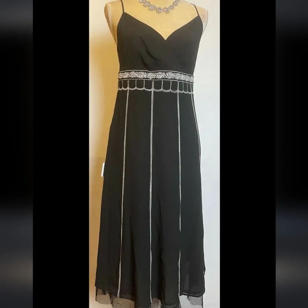 ANNE TAYLOR LOFT SPAGHETTI STRAP V-NECK WOMEN"S DRESS